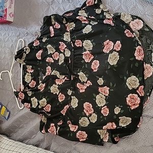 Tank style flower shirt black